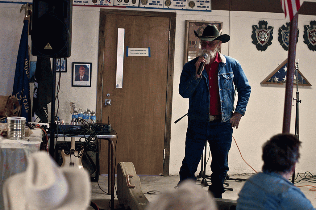World famous cowboy poet, Claud Luke Dudley, reciting cowboy poetry.