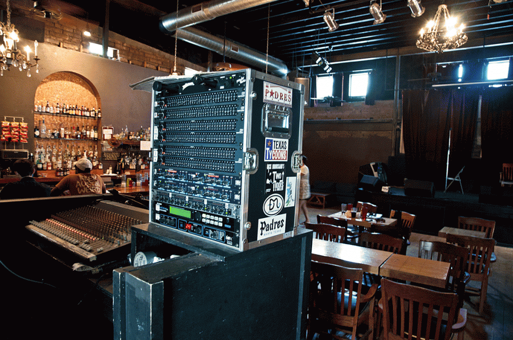 The sound board and stage at Padre's.
