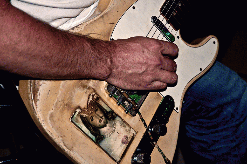 This guitar has seen the world... and Terlingua.