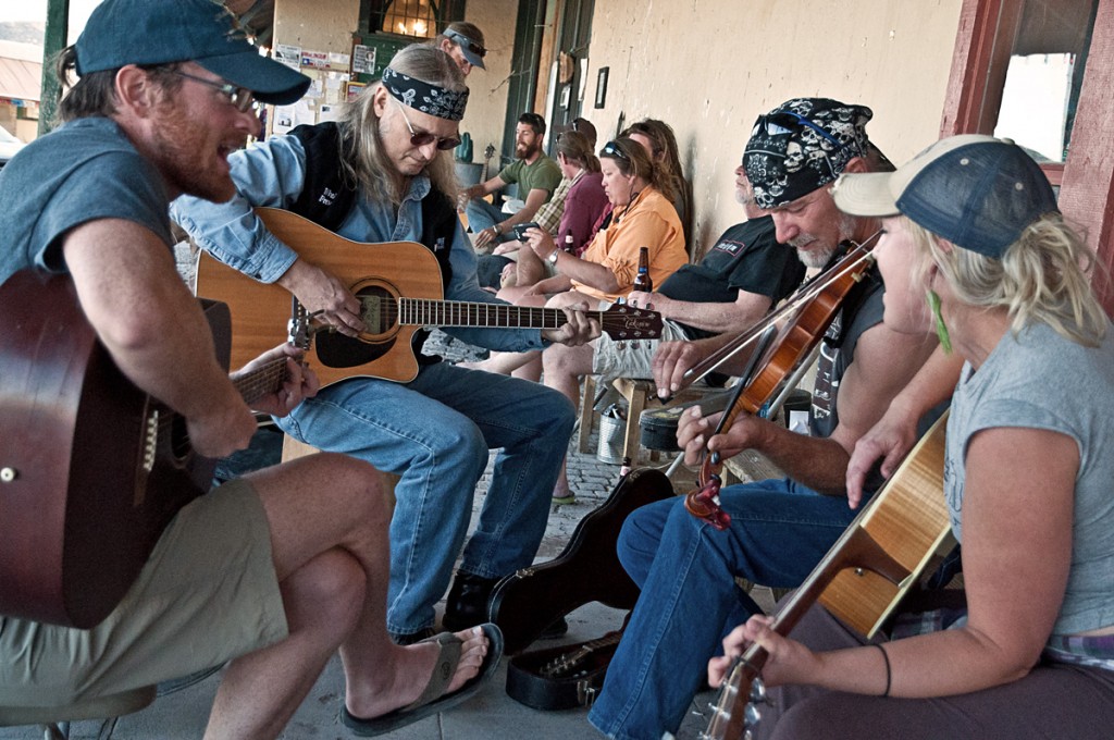 musicians on the porch in Terlingua