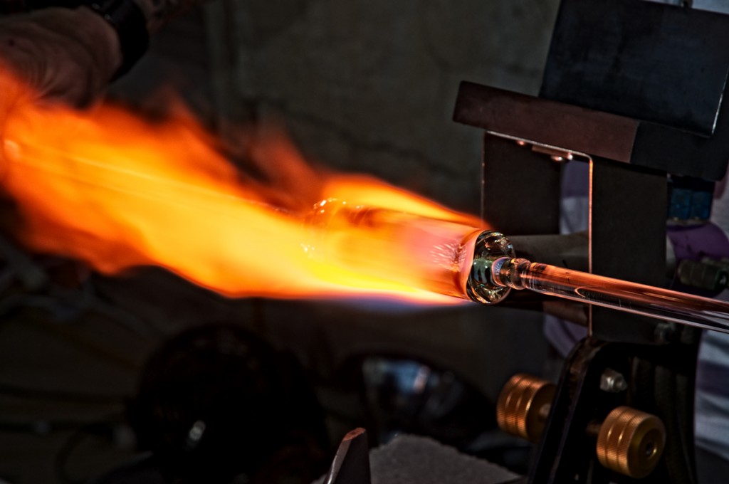  Hot glass.