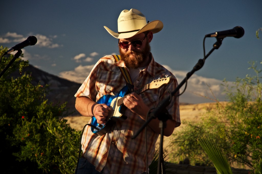  Wes on his 5-string solid body mandolin.