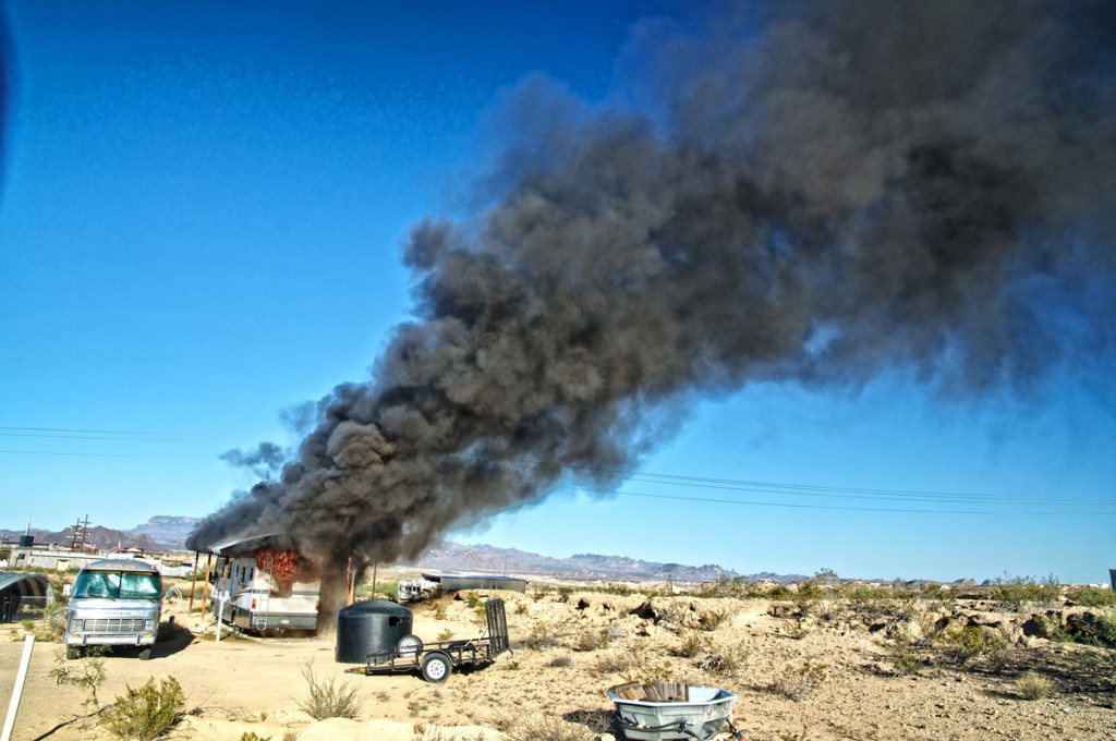 Motor home goes up in smoke.