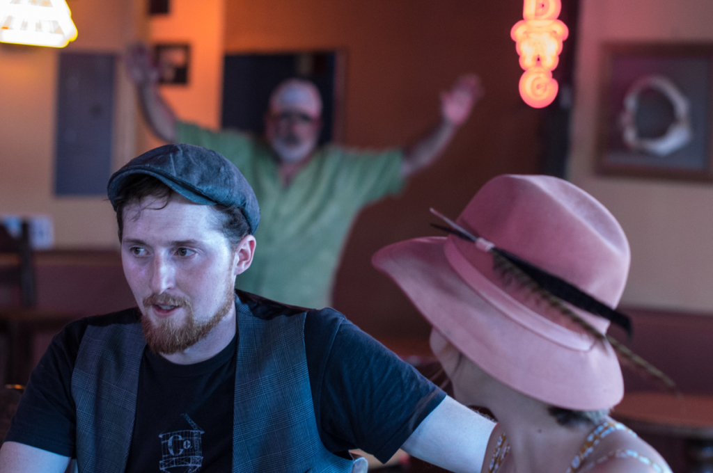 Jeffro photobombs pic of Sterling and Sam relaxing between sets at the Boathouse.